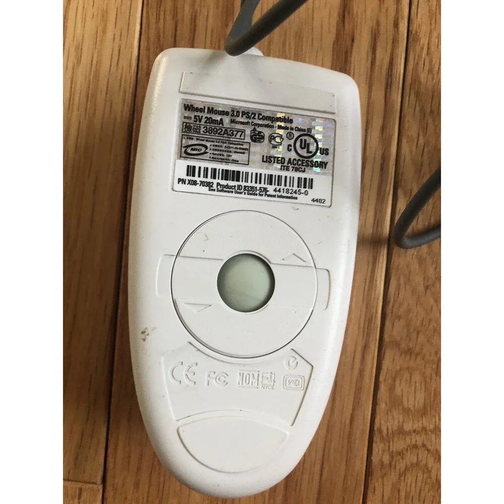 Vintage Microsoft Wheel Mouse 3.0 PS/2 Mechanical Ball Pre-Owned